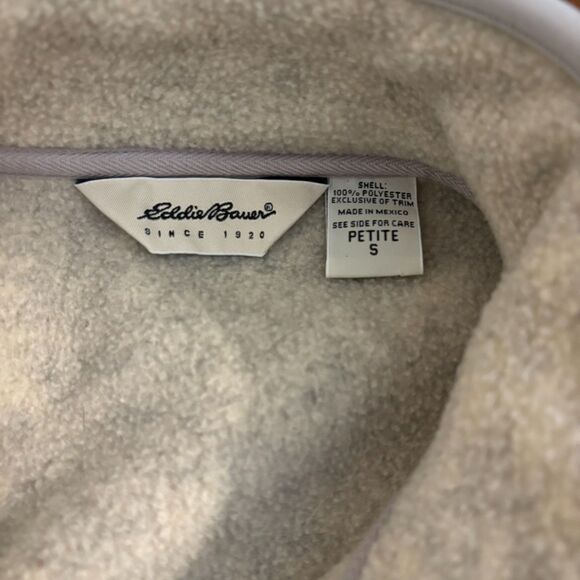 Eddie Bauer size Petite Small Neutral Light Grey Fleece Vest - Picture 5 of 7
